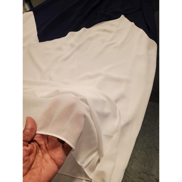 Shoshanna Blue & White Polyester Halter Sleeveless Long Maxi Dress Pockets 4 - Picture 13 of 15